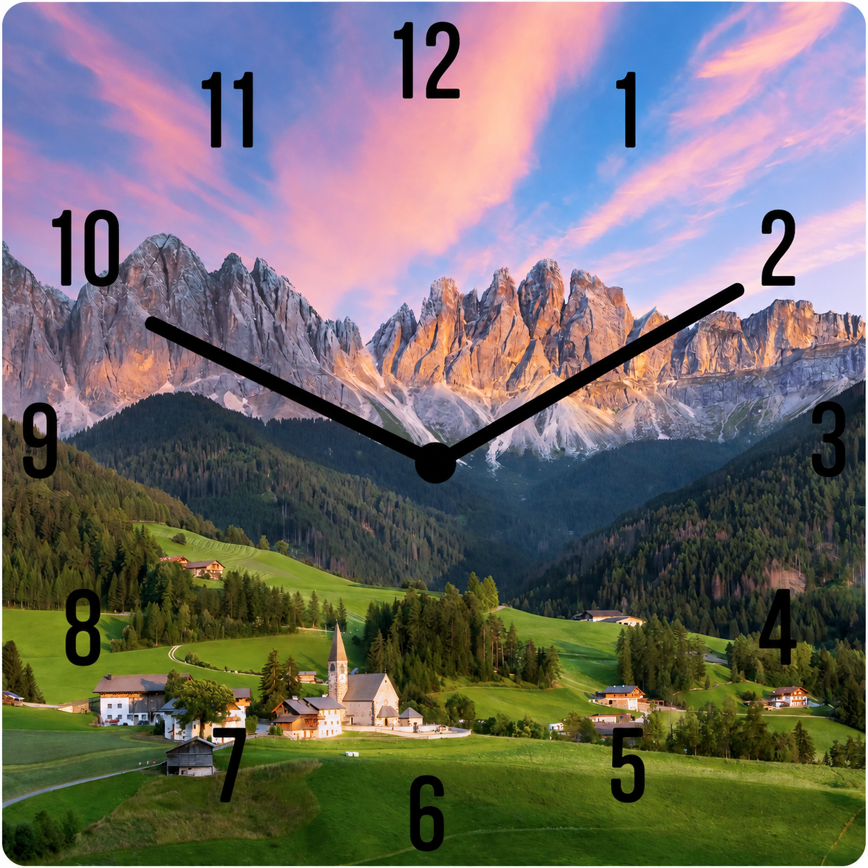 Hochwertige 30cm-Uhren Made in Alzenau Lautlose Uhr MDF Acryl Motiv Dolomitental