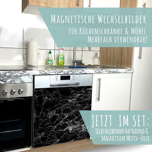 Spülmaschinen Möbel Magnetfolie Dekofolie Dekor Einzelbild - Motiv Black