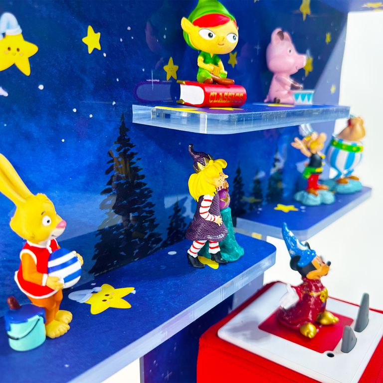 LED Regal Acryl in verschiedenen Motiven Zubehör für Tonie-Figuren und Toniebox Motiv Sternenhimmel
