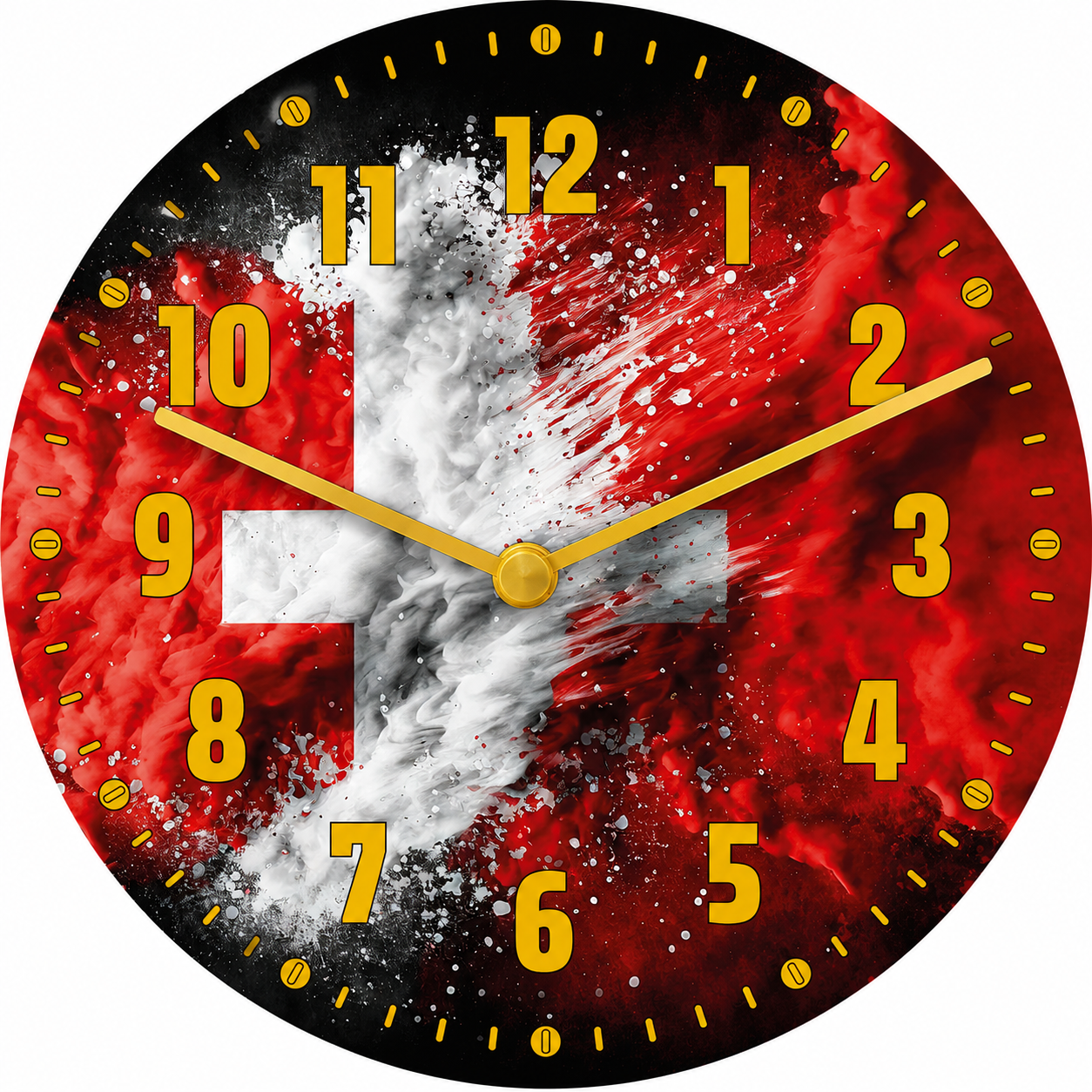 Hochwertige 30cm-Uhren Made in Alzenau Lautlose Uhr MDF Acryl Motiv Schweiz