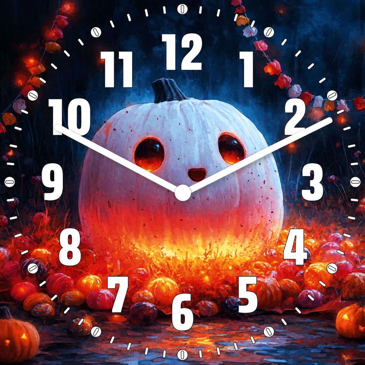 Hochwertige 30cm-Uhren Made in Alzenau Lautlose Uhr MDF Acryl Pumpkin Glow