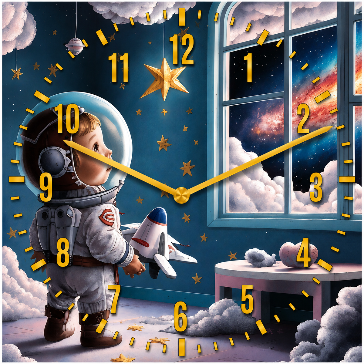 Hochwertige 30cm-Uhren Made in Alzenau Lautlose Uhr MDF Acryl Motiv ASTRONAUT