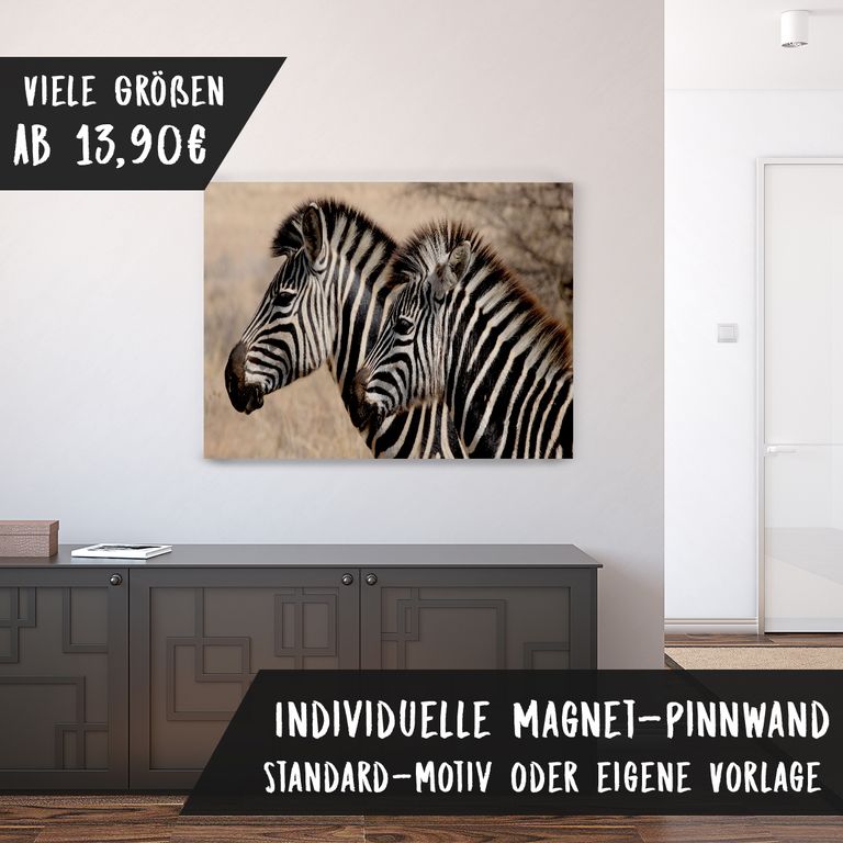 Bedruckte Magnetpinnwand Eisenfolie Whiteboard Magnetwand Motiv Zebra