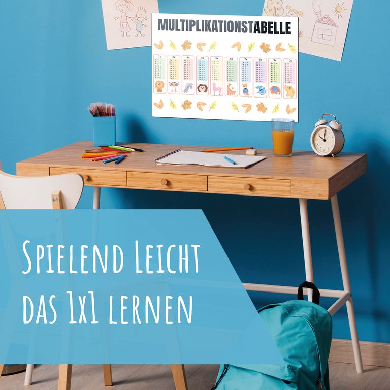 Lerntafel Einmaleins 1x1 in 60x45cm Bedrucktes Acrylglas Mathe Nachhilfe Lernen Hell