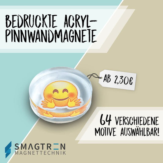Memo Magnete aus Acryl mit aufgedruckten Emoji Smilies