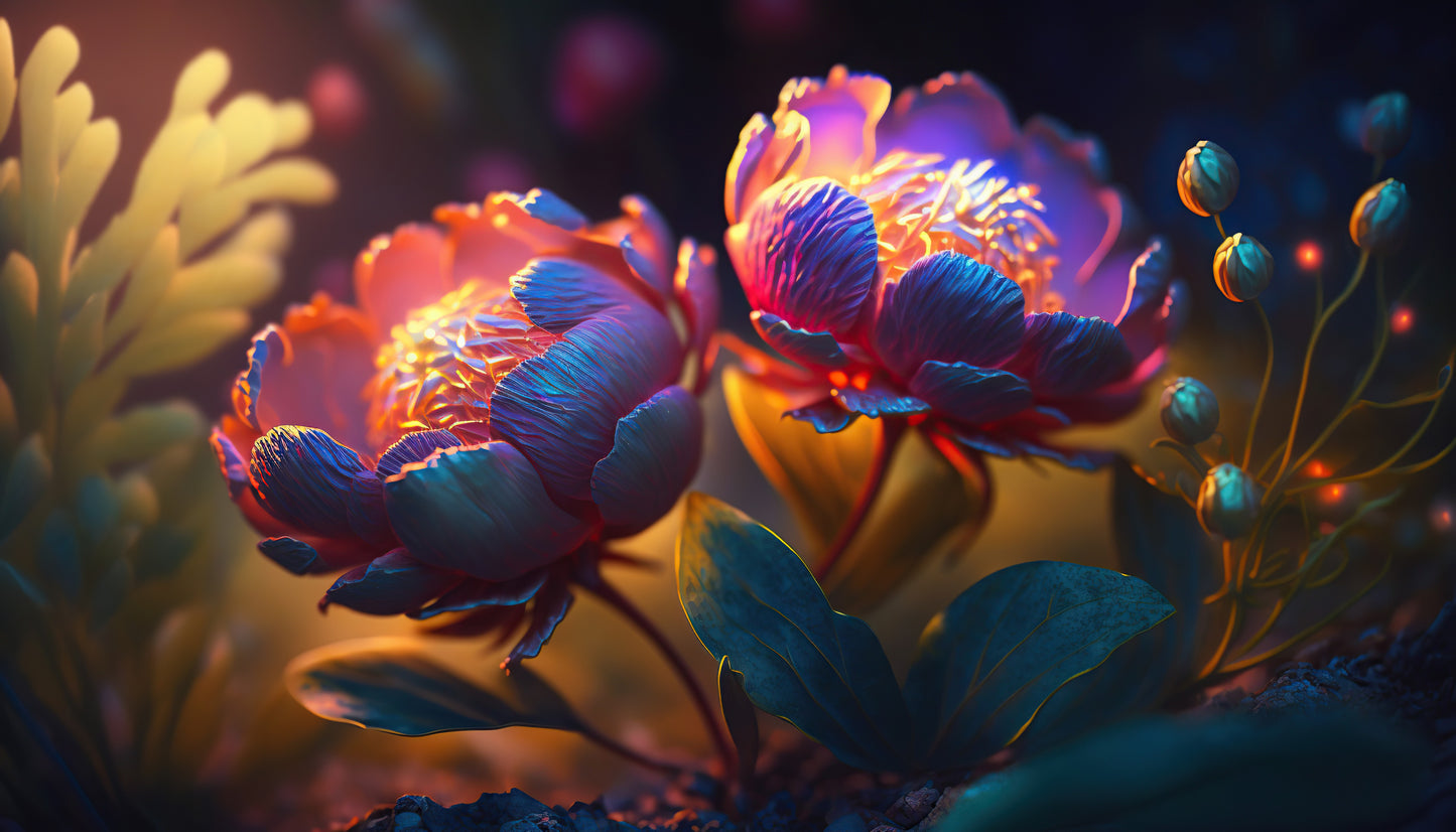 Flaches Druckmotiv Mystic Bloom für Heizkörperverkleidung