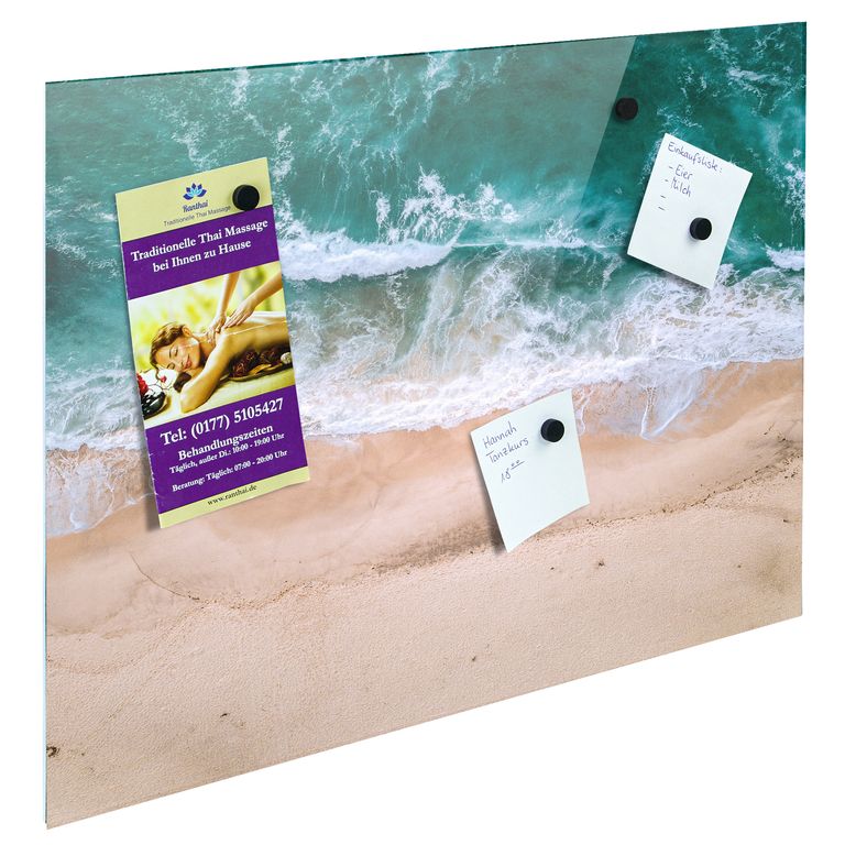 Bedrucktes Acrylglas als Magnetwand, Küchen-Hintergrund, Motiv Strand