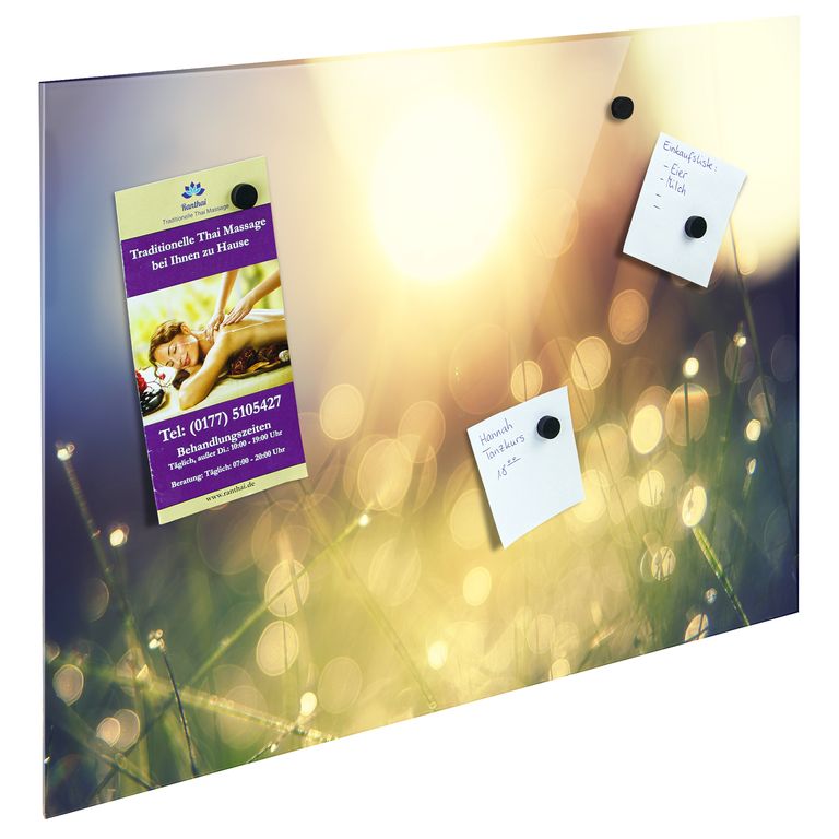 Bedrucktes Acrylglas als Magnetwand, Küchen-Hintergrund, Motiv Sonnenstrahlen
