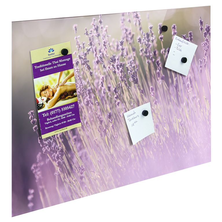 Bedrucktes Acrylglas als Magnetwand, Küchen-Hintergrund, Motiv Lavendel
