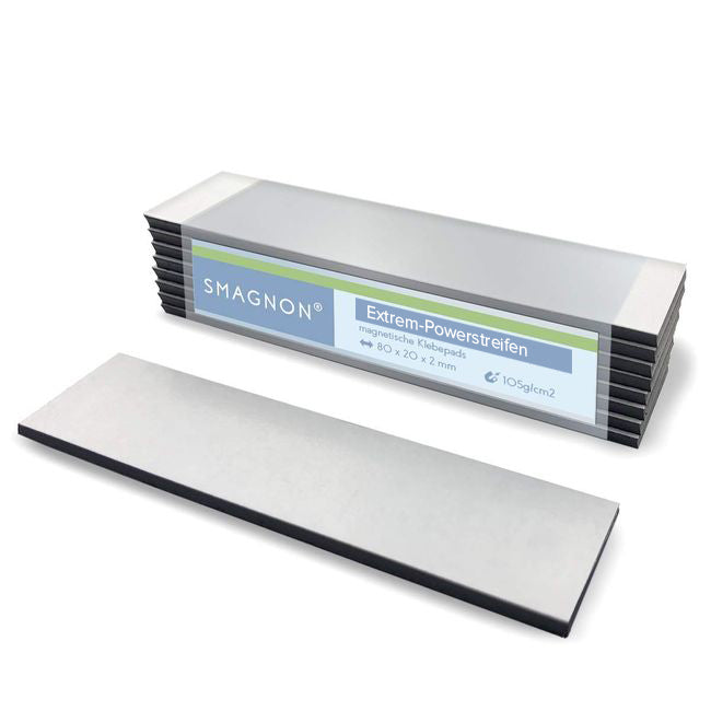 Powerstreifen - Magnet-Klebeplättchen - selbstklebend 20mm x 80mm x 2,0mm
