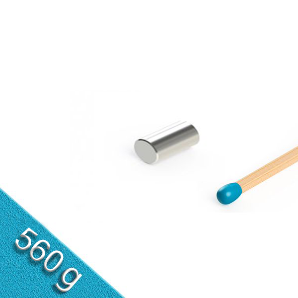 Stabmagnet Ø 4,0 x 12,5 mm N42 Nickel - hält 560 g