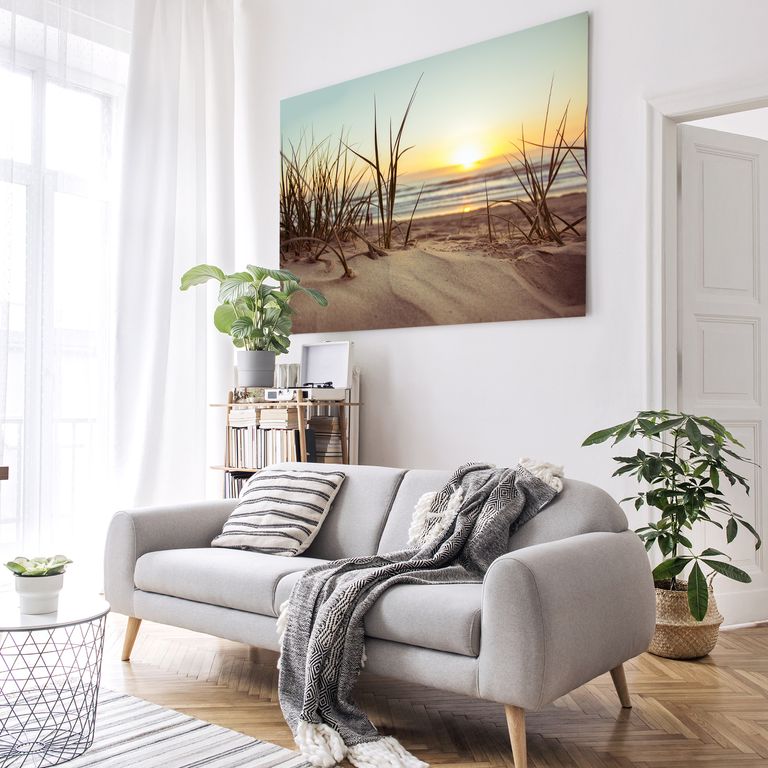 Bedrucktes Acrylglas als Magnetwand, Küchen-Hintergrund, Motiv Strandgras