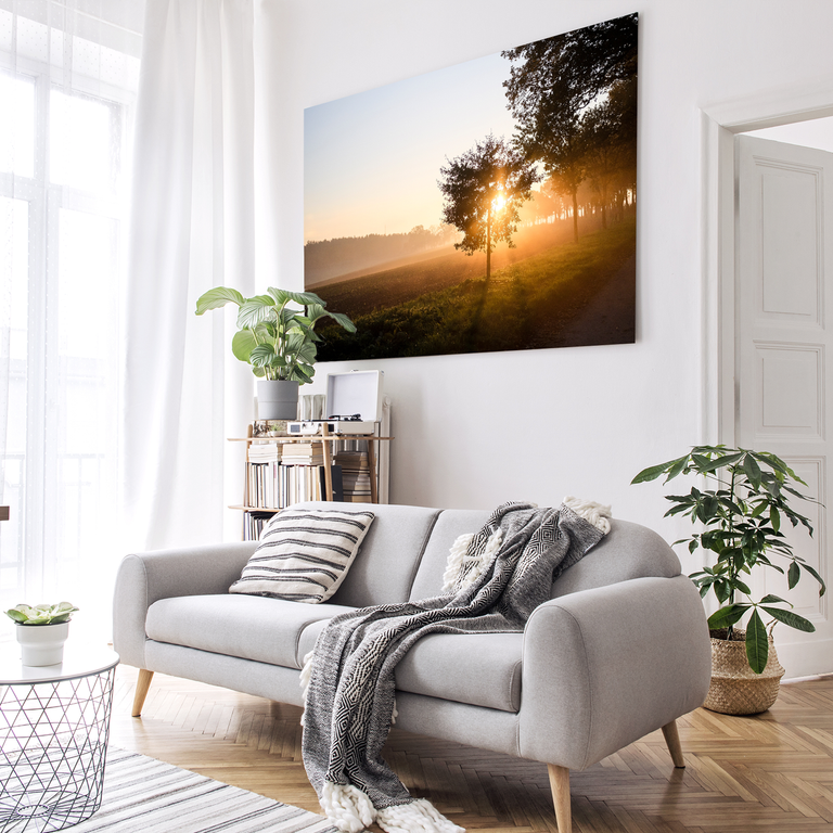 Bedrucktes Acrylglas als Magnetwand, Küchen-Hintergrund, Motiv: Sonnenuntergang