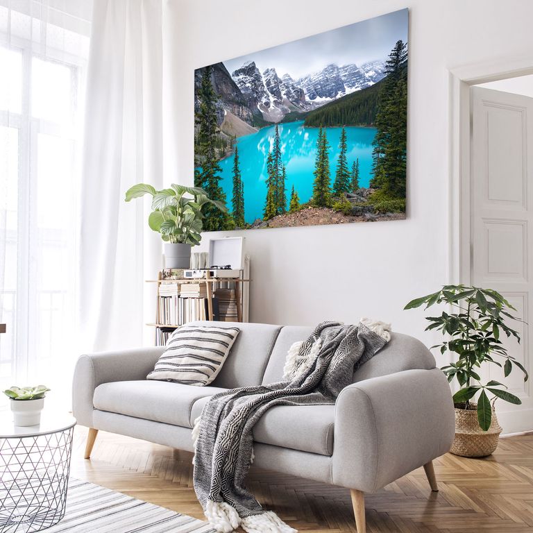 Bedrucktes Acrylglas als Magnetwand, Küchen-Hintergrund, Motiv: Gebirgs-See