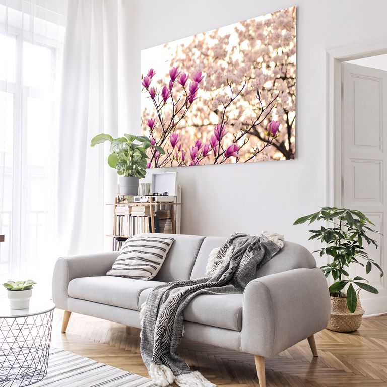Bedrucktes Acrylglas als Magnetwand, Küchen-Hintergrund, Motiv Magnolia