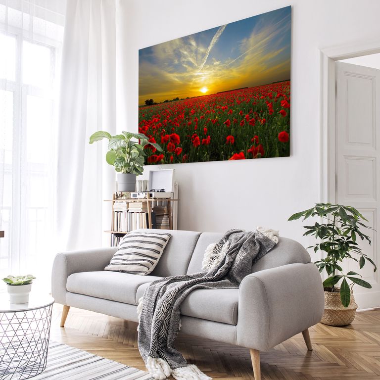 Bedrucktes Acrylglas als Magnetwand, Küchen-Hintergrund, Motiv Sonnenuntergang