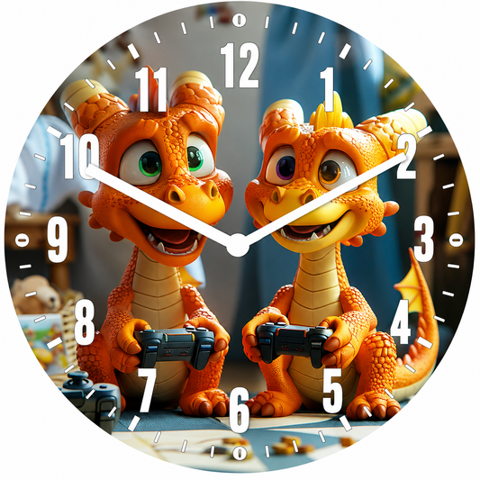 Hochwertige 30cm-Uhren Made in Alzenau Lautlose Uhr MDF Acryl Motiv Drachen Kumpel´s