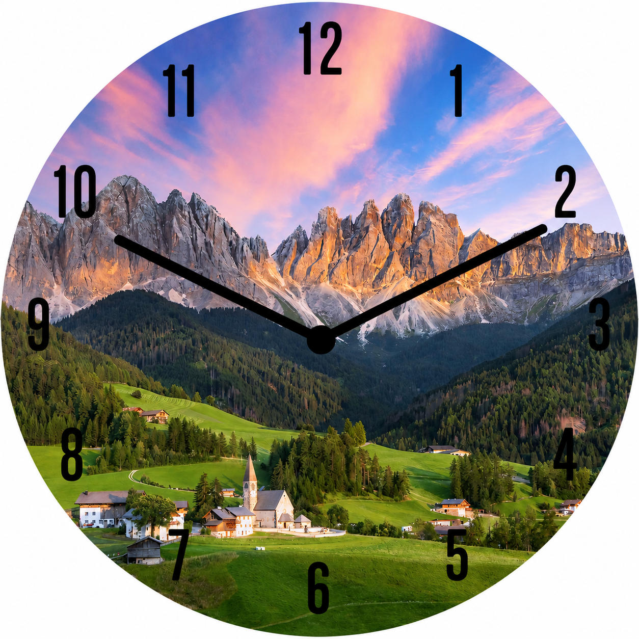 Hochwertige 30cm-Uhren Made in Alzenau Lautlose Uhr MDF Acryl Motiv Dolomitental