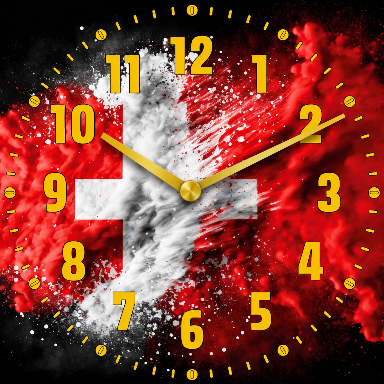 Hochwertige 30cm-Uhren Made in Alzenau Lautlose Uhr MDF Acryl Motiv Schweiz