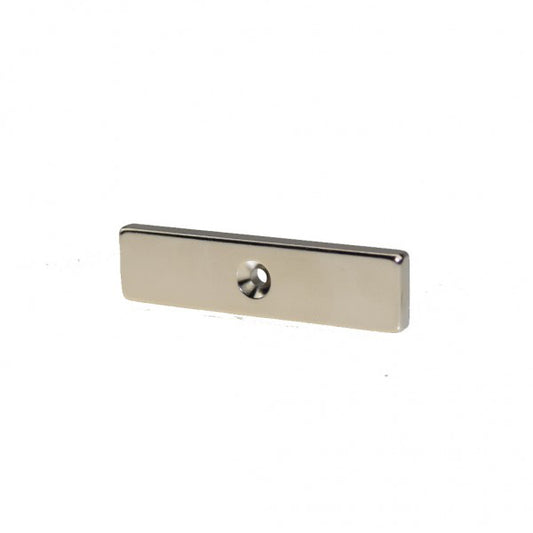Quadermagnet 60,0 x 15,0 x 5,0 mm N45 Nickel mit Senkloch