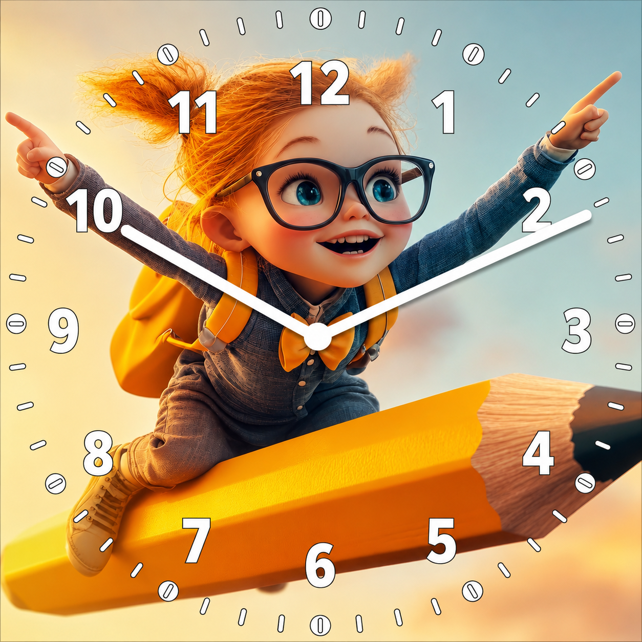 Hochwertige 30cm-Uhren Made in Alzenau Lautlose Uhr MDF Acryl Motiv Lernheldin