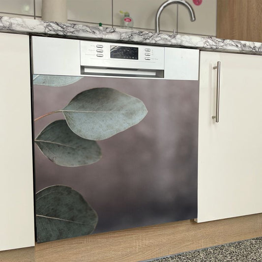 Spülmaschinenfront mit magnetischer Dekofolie Motiv Eukalyptus und freiem Bedienfeld