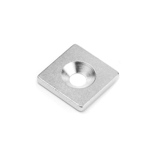 Haftgrund für Magnete | Eisenplättchen 20,0 x 20,0 x 3,0 mm  mit 1 Senkloch