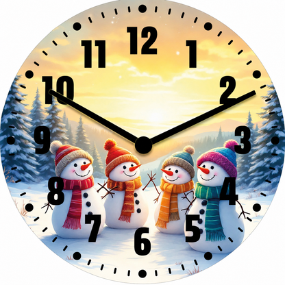 Hochwertige 30cm-Uhren Made in Alzenau Lautlose Uhr MDF Acryl Motiv Winterfreunde