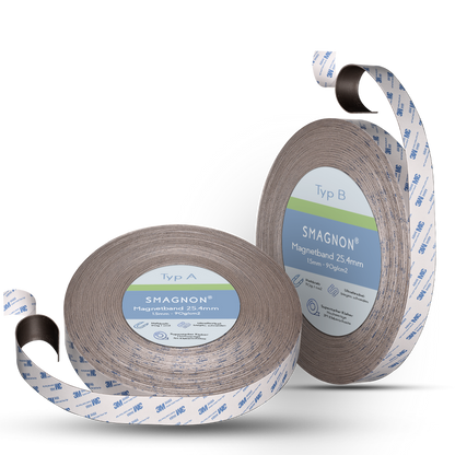 Magnetband mit 3M Kleber Kleberücken selbstklebend Typ A + B 25,4mm breite