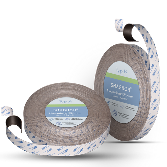 Magnetband mit 3M Kleber Kleberücken selbstklebend Typ A + B 25,4mm breite