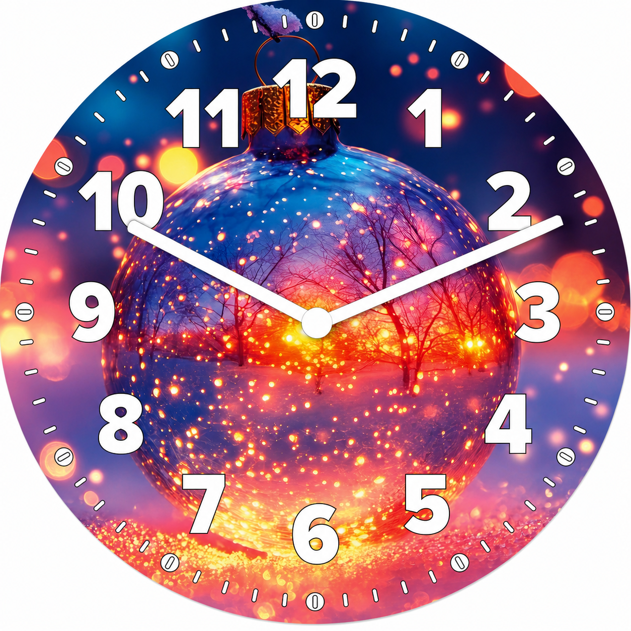 Hochwertige 30cm-Uhren Made in Alzenau Lautlose Uhr MDF Acryl Winterlicht