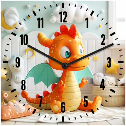 Hochwertige 30cm-Uhren Made in Alzenau Lautlose Uhr MDF Acryl Motiv Drachenkind