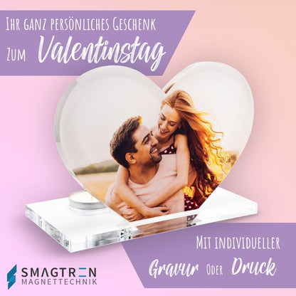 Acryl-Herz beleuchtet mit eigenem Druck oder Gravur für Valentinstag