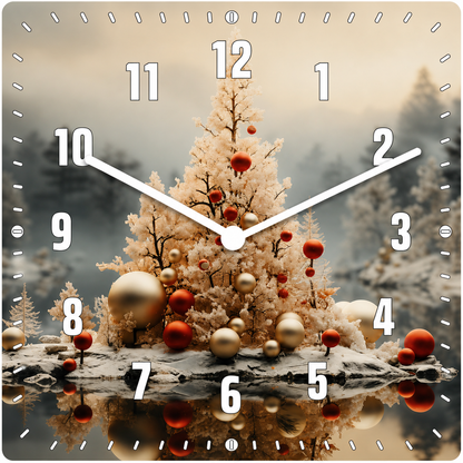Hochwertige 30cm-Uhren Made in Alzenau Lautlose Uhr MDF Acryl Winterglanz