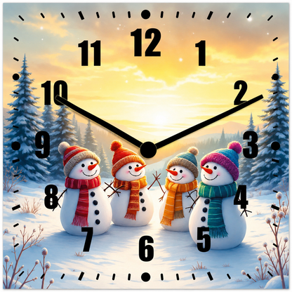 Hochwertige 30cm-Uhren Made in Alzenau Lautlose Uhr MDF Acryl Motiv Winterfreunde