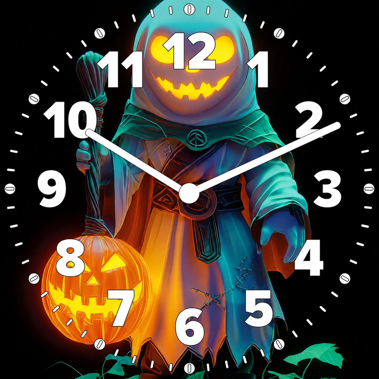 Hochwertige 30cm-Uhren Made in Alzenau Lautlose Uhr MDF Acryl Kürbisnacht