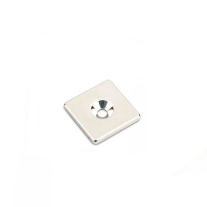 Quadermagnet 20,0 x 20,0 x 3,0 mm N45 Nickel - M3 Senkloch