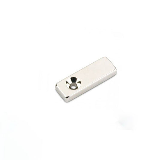 Quadermagnet 30,0 x 10,0 x 5,0 mm N45 Nickel mit Senkloch