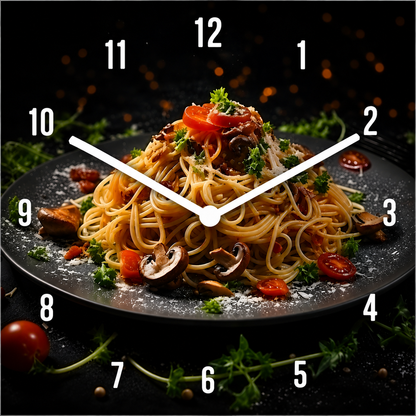 Hochwertige 30cm-Uhren Made in Alzenau Lautlose Uhr MDF Acryl Motiv Spaghetti