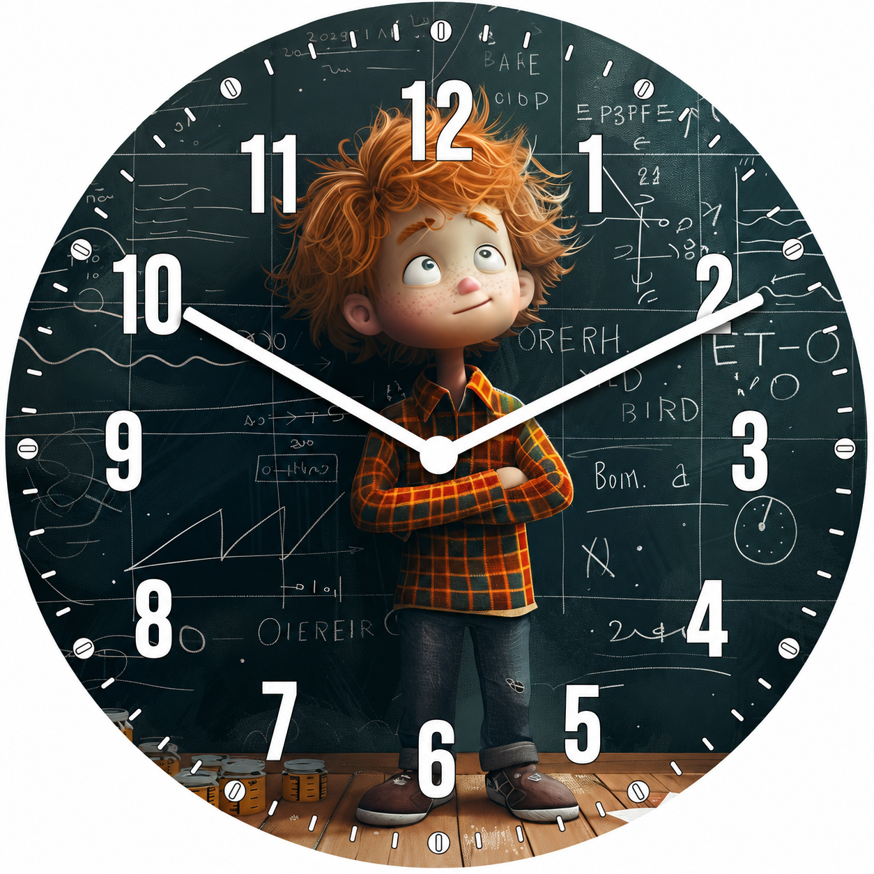 Hochwertige 30cm-Uhren Made in Alzenau Lautlose Uhr MDF Acryl Motiv Kleiner Denker