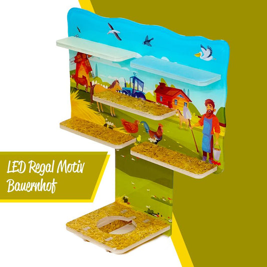 LED Regal Acryl in verschiedenen Motiven Zubehör für Tonie-Figuren und Toniebox Motiv Bauernhof