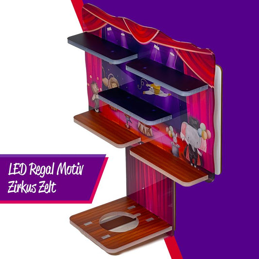 LED Regal Acryl in verschiedenen Motiven Zubehör für Tonie-Figuren und Toniebox Motiv Zirkus Zelt