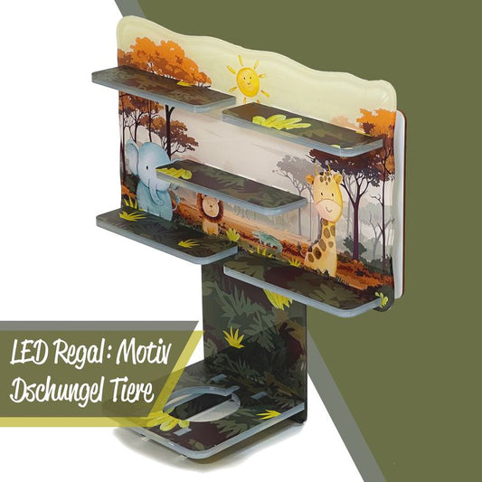 LED Regal Acryl in verschiedenen Motiven Zubehör für Tonie-Figuren und Toniebox Motiv Dschungel Tiere