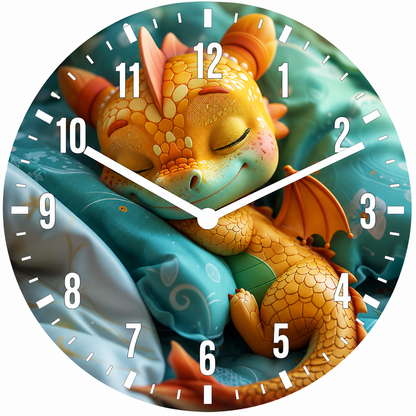 Hochwertige 30cm-Uhren Made in Alzenau Lautlose Uhr MDF Acryl Motiv Schlummerdrache NINO