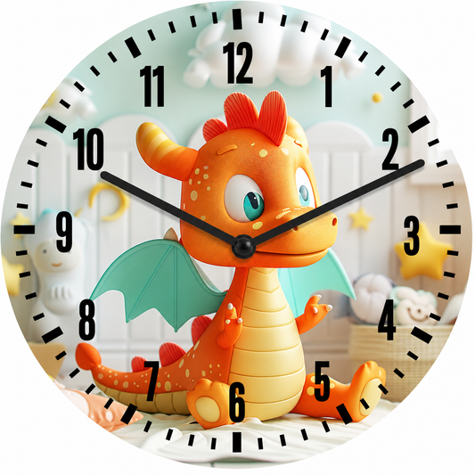 Hochwertige 30cm-Uhren Made in Alzenau Lautlose Uhr MDF Acryl Motiv Drachenkind