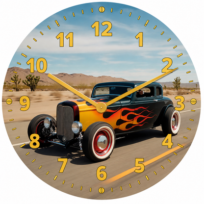 Hochwertige 30cm-Uhren Made in Alzenau Lautlose Uhr MDF Acryl Motiv HOTROD Route66