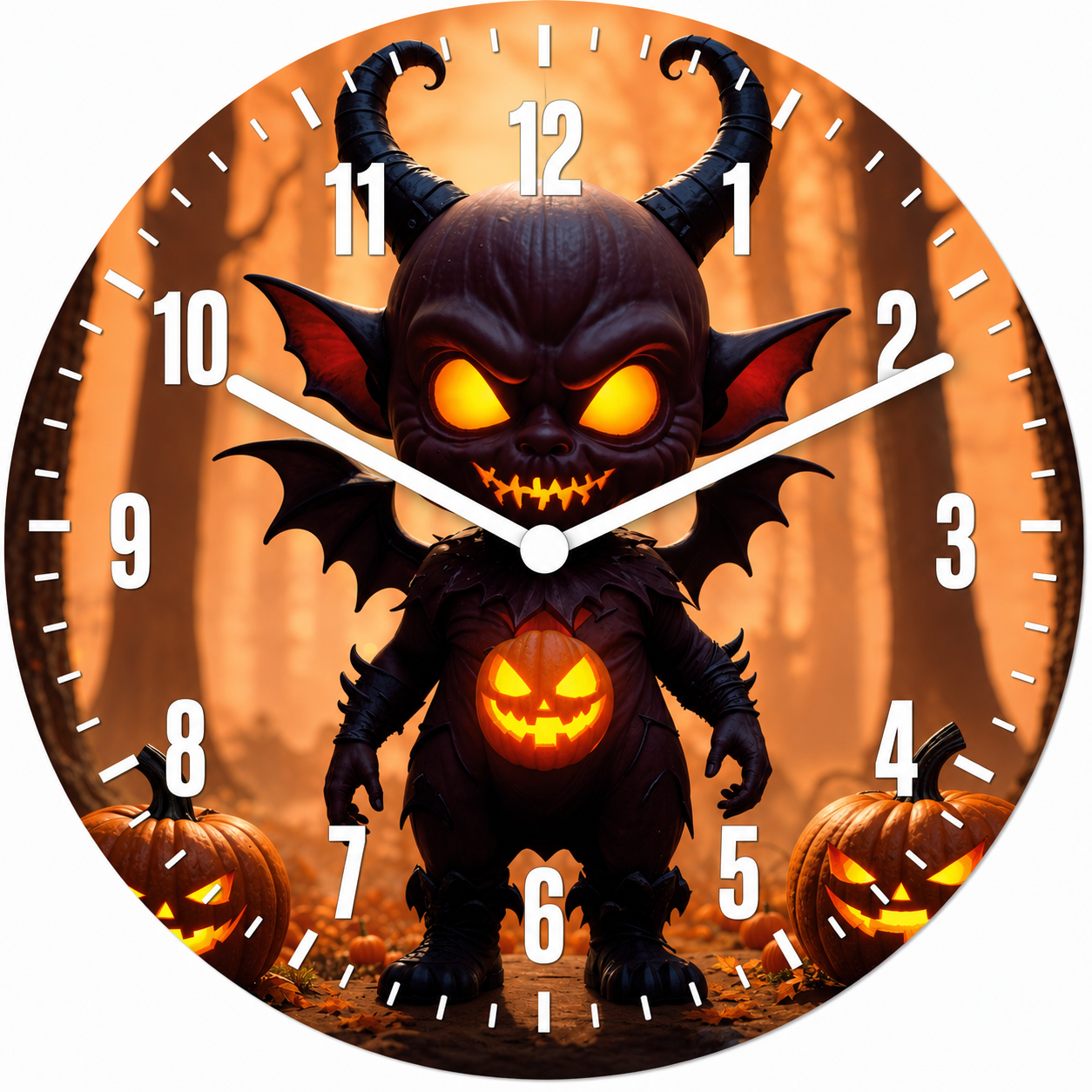 Hochwertige 30cm-Uhren Made in Alzenau Lautlose Uhr MDF Acryl Halloween Devil