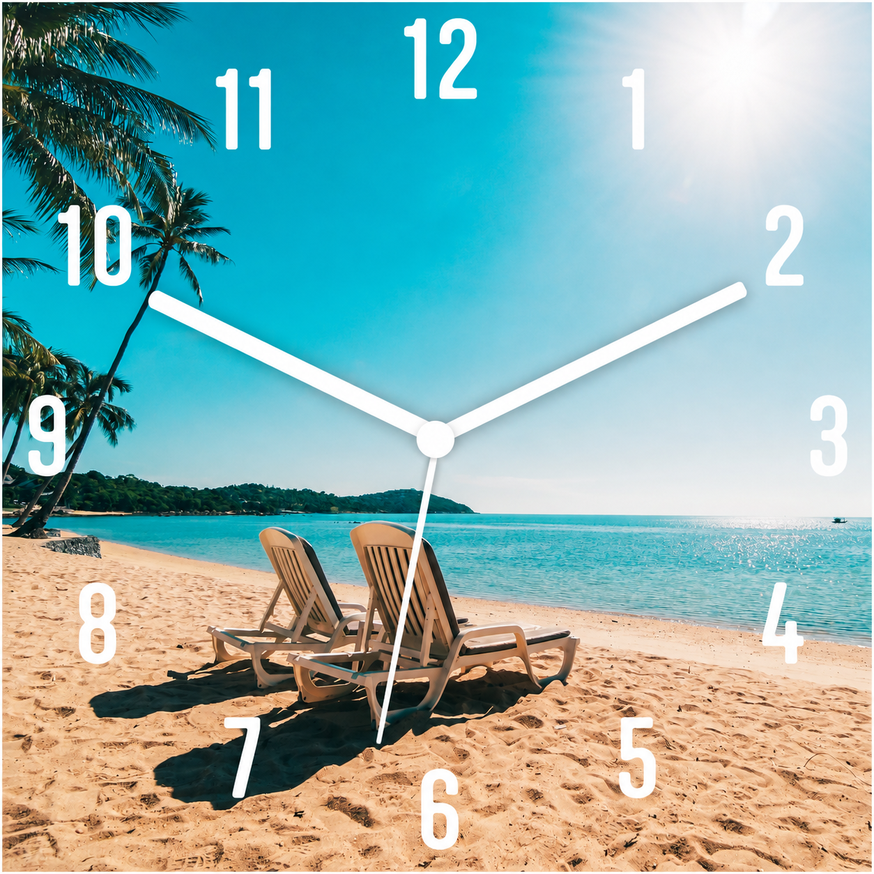Hochwertige 30cm-Uhren Made in Alzenau Lautlose Uhr MDF Acryl Motiv Sunny Paradise