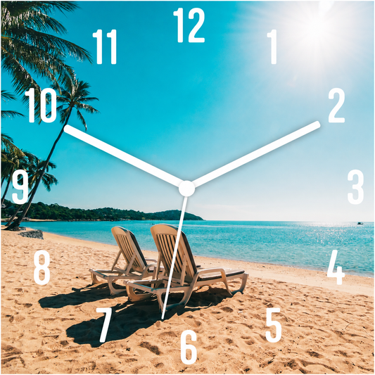 Hochwertige 30cm-Uhren Made in Alzenau Lautlose Uhr MDF Acryl Motiv Sunny Paradise