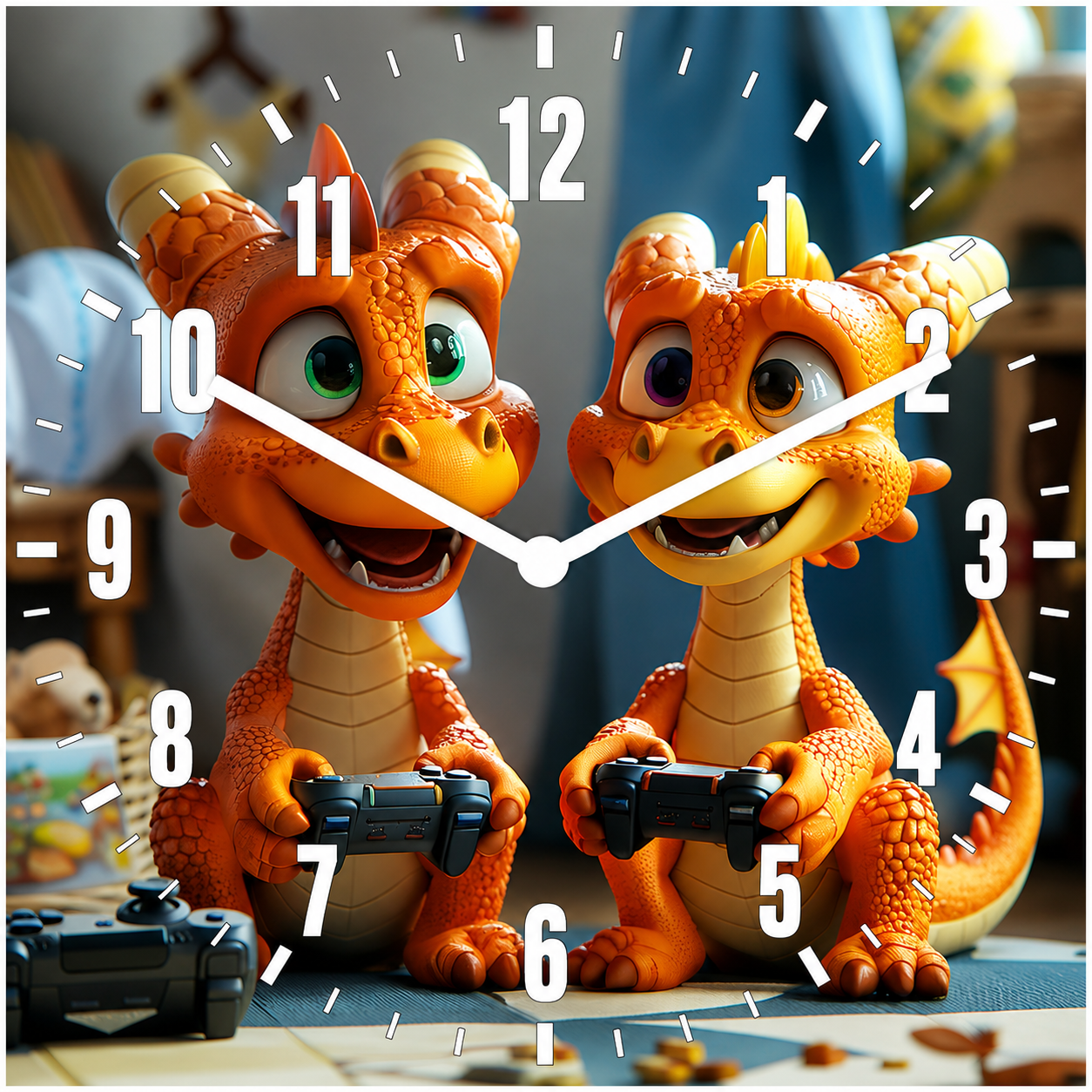 Hochwertige 30cm-Uhren Made in Alzenau Lautlose Uhr MDF Acryl Motiv Drachen Kumpel´s